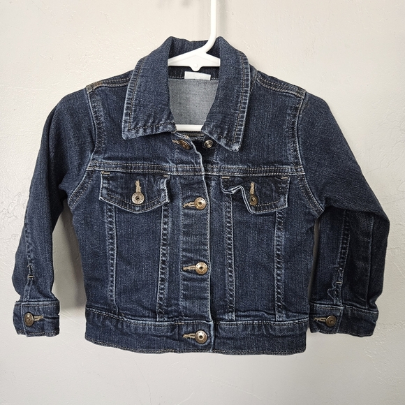 Wrangler Baby 24 Months Blue Denim Jean Jacket Golden Stitching Boy Girl Unisex - Picture 1 of 8